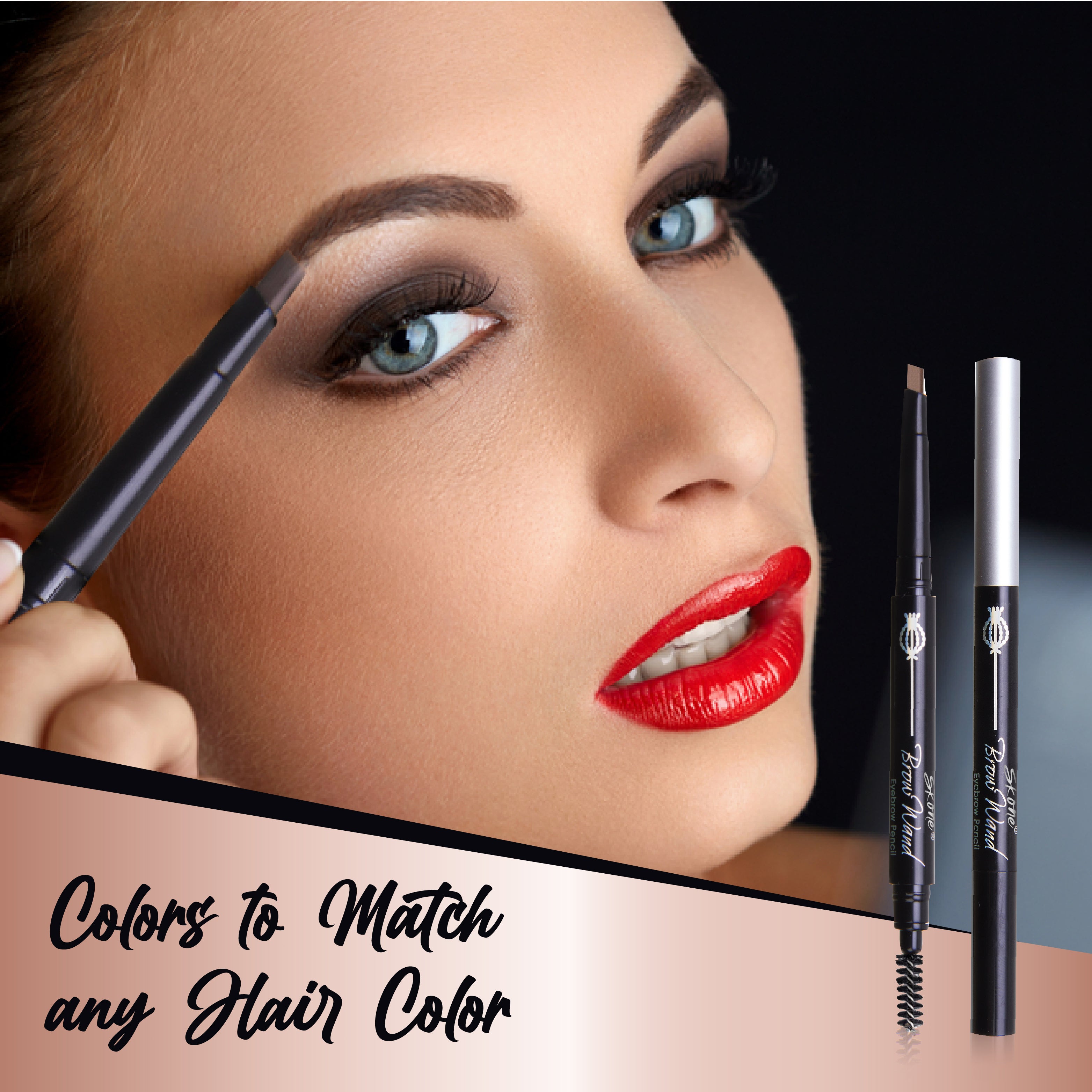 Waterproof eyebrow pencil with brush for long-lasting, smudge-proof brows