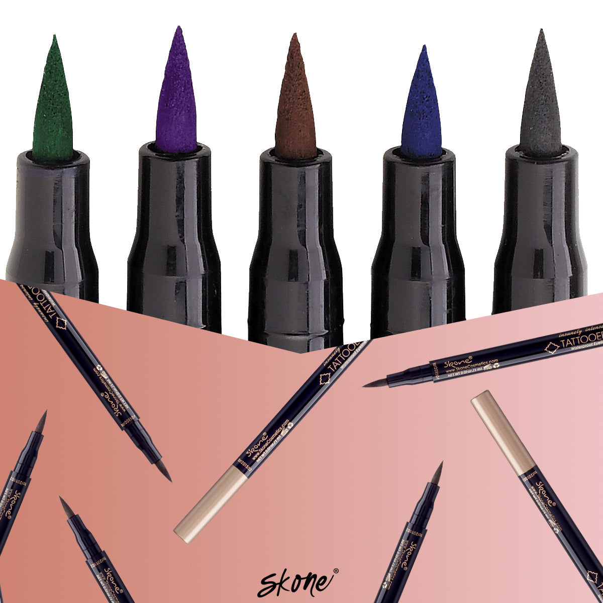Winged eyeliner styles for different eye shapes including monolid, almond, upturned, and downturned eyes