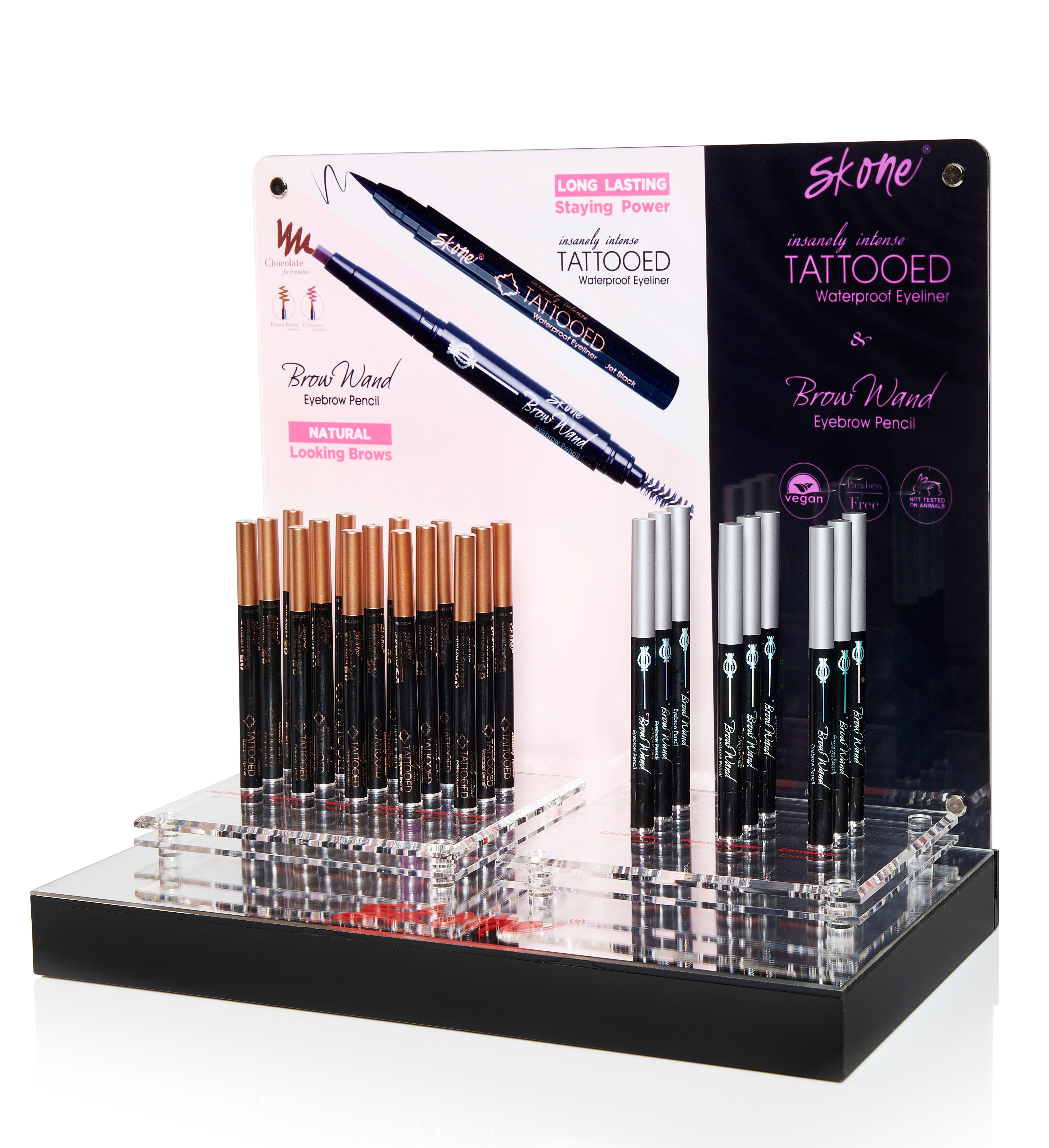 Skone Cosmetics Tattooed Eyeliner & Brow Wand Display