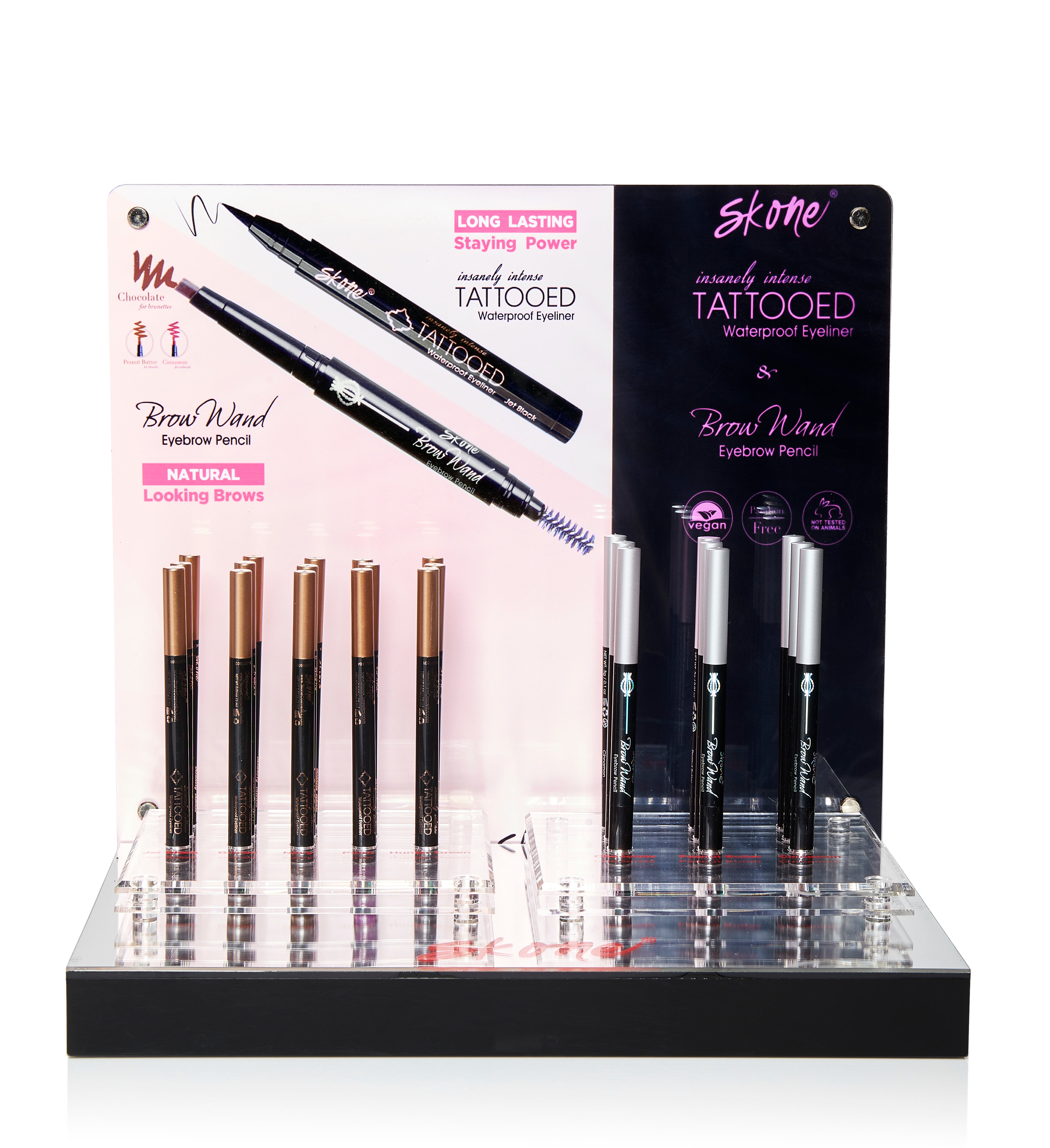 Skone Cosmetics Tattooed Eyeliner & Brow Wand Display